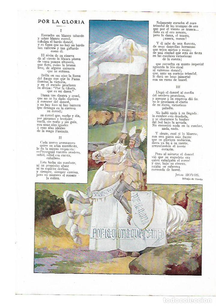 Collezionismo: A&Ntilde;O 1910 RECORTE PRENSA POESIA POR LA GLORIA JULIO HOYOS DIBUJO VARELA RESTAURANT FEMENINO EN PARIS