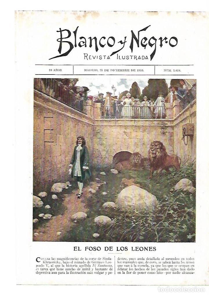 Collectionnisme: A&Ntilde;O 1910 RECORTE PRENSA RELATO CORTO EL FOSO DE LOS LEONES G ANTHONY DIBUJO MENDEZ BRINGA