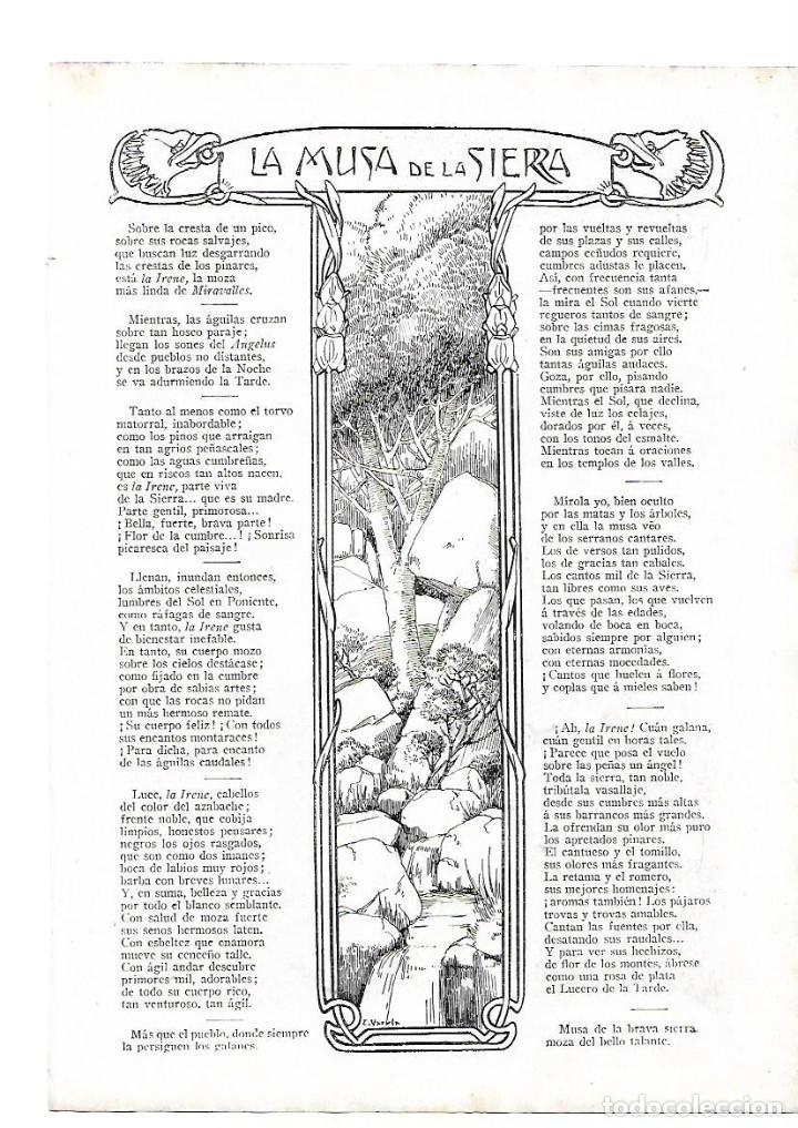 Collecting paper: A&Ntilde;O 1910 RECORTE PRENSA POESIA LA MUSA DE LA SIERRA CARLOS FERNANDEZ SHAW DIBUJO VARELA