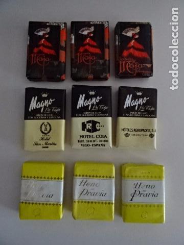 Coleccionismo: LOTE DE 9 JABONES ANTIGUOS - MAJA - HENO DE PRAVIA - MAGNO - CON PUBLICIDAD