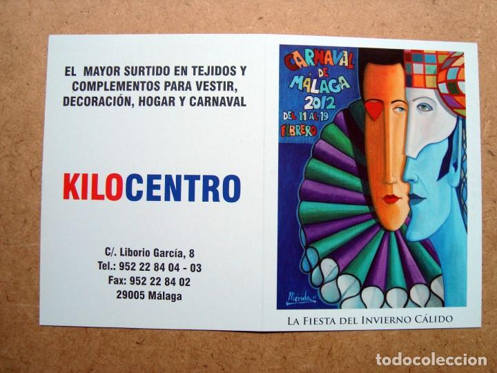 Coleccionismo: Folleto programa carnaval de malaga 2012 - tama&ntilde;o postal