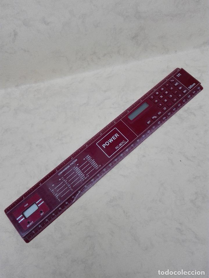 Coleccionismo: POWER RC-801C - REGLA CON 2 ESCALAS, CALCULADOA, CONVERSION FACTOR Y RELOJ - 30 CM. - Foto 1