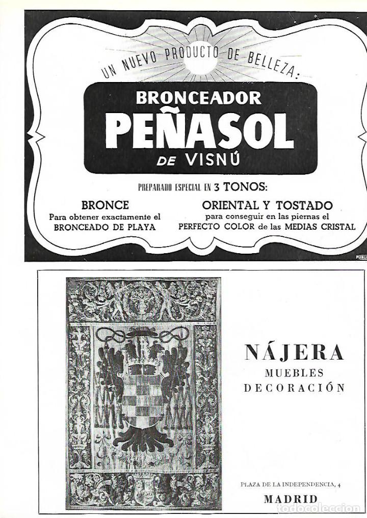 Collezionismo: A&Ntilde;O 1948 RECORTE PRENSA PUBLICIDAD BRONCEADOR PE&Ntilde;ASOL VISNU NAJERA MUEBLES COLCHON SEMA DANA PERFUME