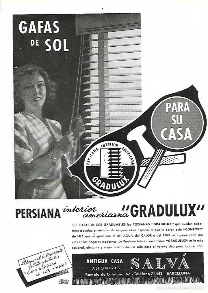 Collectionnisme: A&Ntilde;O 1948 RECORTE PRENSA PUBLICIDAD DECORACION LAMPARAS FERCHEN MADRID PERSIANA GRADALUX