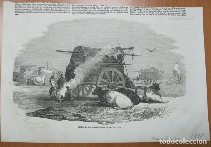 Collezionismo: Detalle parcial del mercado en la plaza de Santa Luc&iacute;a (Argentina),1858