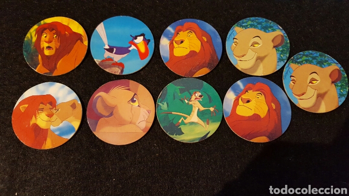 Coleccionismo: Lote 9 tazos el rey leon disney panini caps