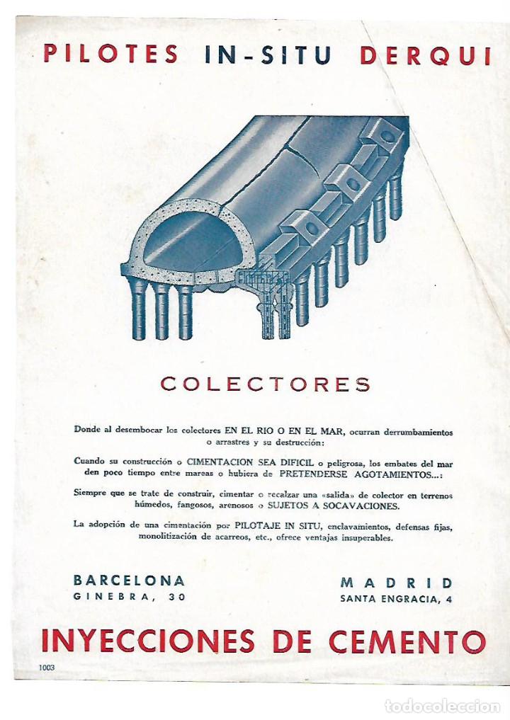 Collezionismo: A&Ntilde;O 1948 RECORTE PRENSA FOLLETO PUBLICITARIO CEMENTO DERQUI PILOTES COLECTORES CANALES CONSTRUCCION