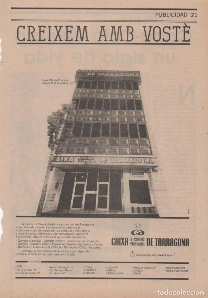 Collecting: (ALB-TC-6) HOJA PUBLICIDAD A&Ntilde;O 1985 SUPLEMENTO PERIODICO SEGRE LLEIDA CAIXA DE TARRAGONA