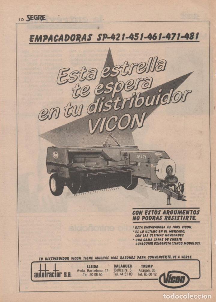 Collecting: (ALB-TC-6) HOJA PUBLICIDAD A&Ntilde;O 1985 SUPLEMENTO PERIODICO SEGRE LLEIDA EMPAQUETADORAS AUTOTRACTOR