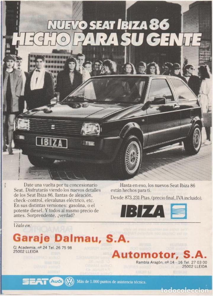 Collecting: (ALB-TC-6) HOJA PUBLICIDAD A&Ntilde;O 1985 SUPLEMENTO PERIODICO SEGRE LLEIDA SEAT IBIZA