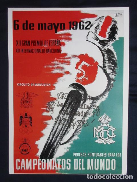 Coleccionismo: CARTEL - REPRODUCCION ANTIGUA PUBLICIDAD - XXII GRAN PREMIO ESPA&Ntilde;A MOTOS MONTJUICH 1962