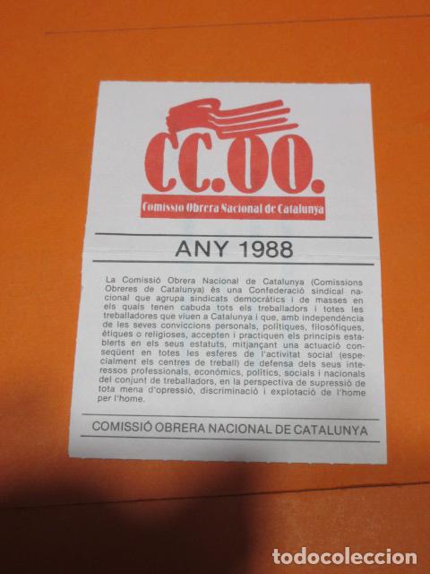 Colecionismo: CUOTA DOMICILIADA A&Ntilde;O 1988 CCOO SINDICATO C.C.O.O.