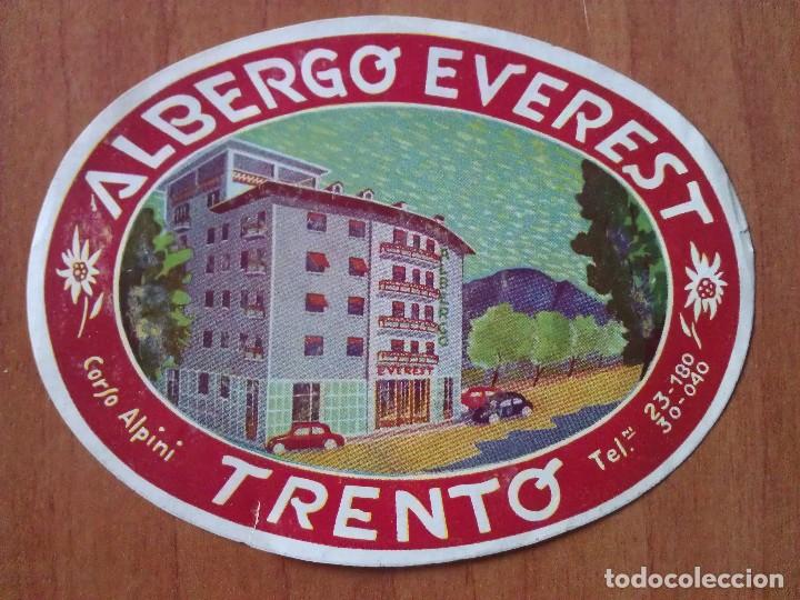 Coleccionismo: ETIQUETA DE HOTEL ANTIGUA : ALBERGUE EVEREST - TRENTO