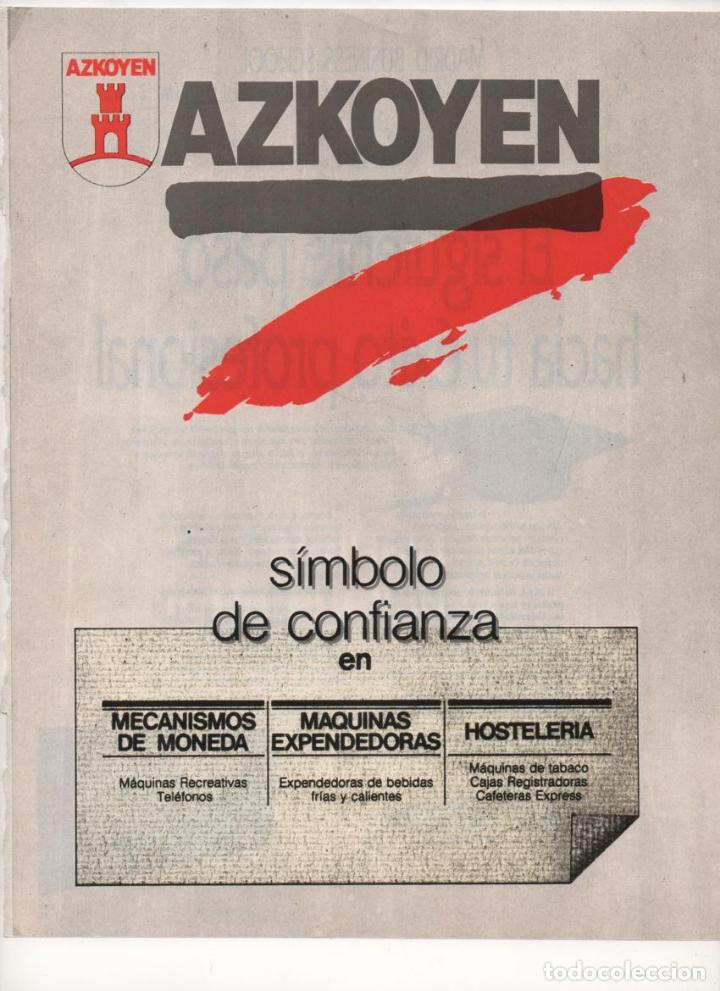 Collecting: (ALB-TC-6) HOJA PUBLICIDAD A&Ntilde;O 1988 SUPLEMENTO PERIODICO LA VANGUARDIA AZKOYEN