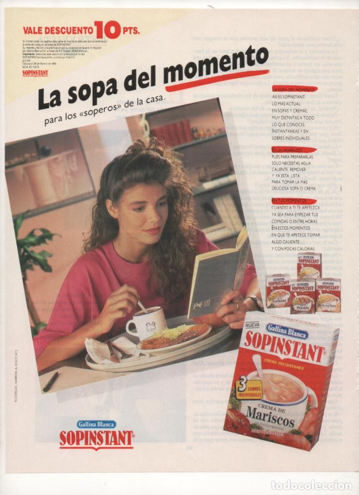 Collecting: (ALB-TC-6) HOJA PUBLICIDAD A&Ntilde;O 1988 SUPLEMENTO PERIODICO LA VANGUARDIA GALLINA BLANCA SOPINSTANT
