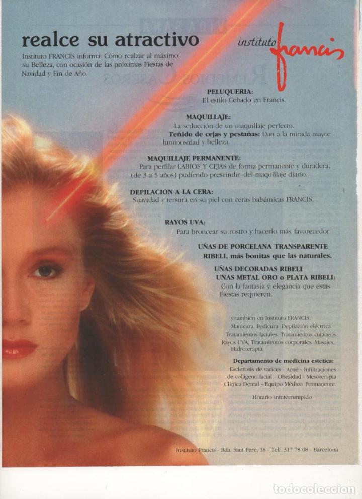 Collectionnisme: (ALB-TC-7) HOJA PUBLICIDAD A&Ntilde;O 1988 SUPLEMENTO PERIODICO LA VANGUARDIA INSTITUTO FRANCIS