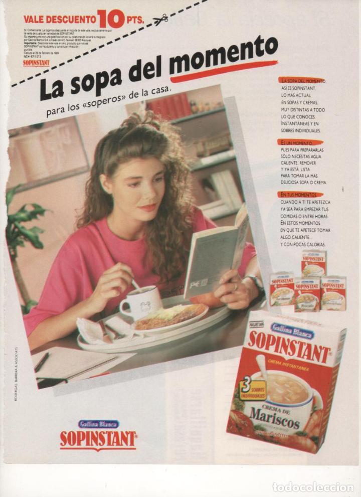 Collezionismo: (ALB-TC-7) HOJA PUBLICIDAD A&Ntilde;O 1988 SUPLEMENTO PERIODICO LA VANGUARDIA GALLINA BLANCA SOPINSTANT