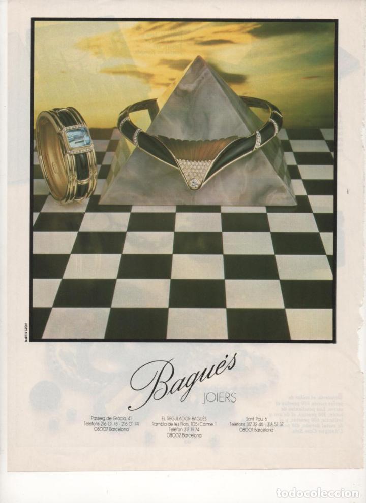 Collezionismo: (ALB-TC-7) HOJA PUBLICIDAD A&Ntilde;O 1988 SUPLEMENTO PERIODICO LA VANGUARDIA BAGUES JOIERS