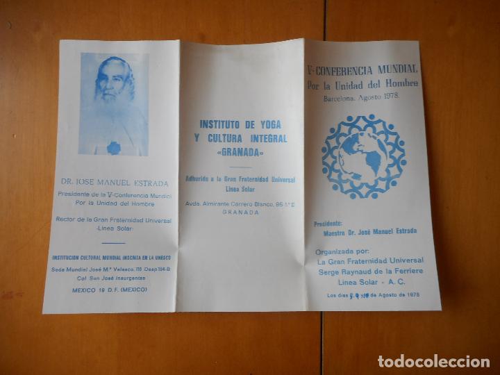 Coleccionismo: Folleto V Conferencia Mundial por la Unidad del Hombre. Barcelona 1978. Maestro Jos&eacute; Manuel Estrada
