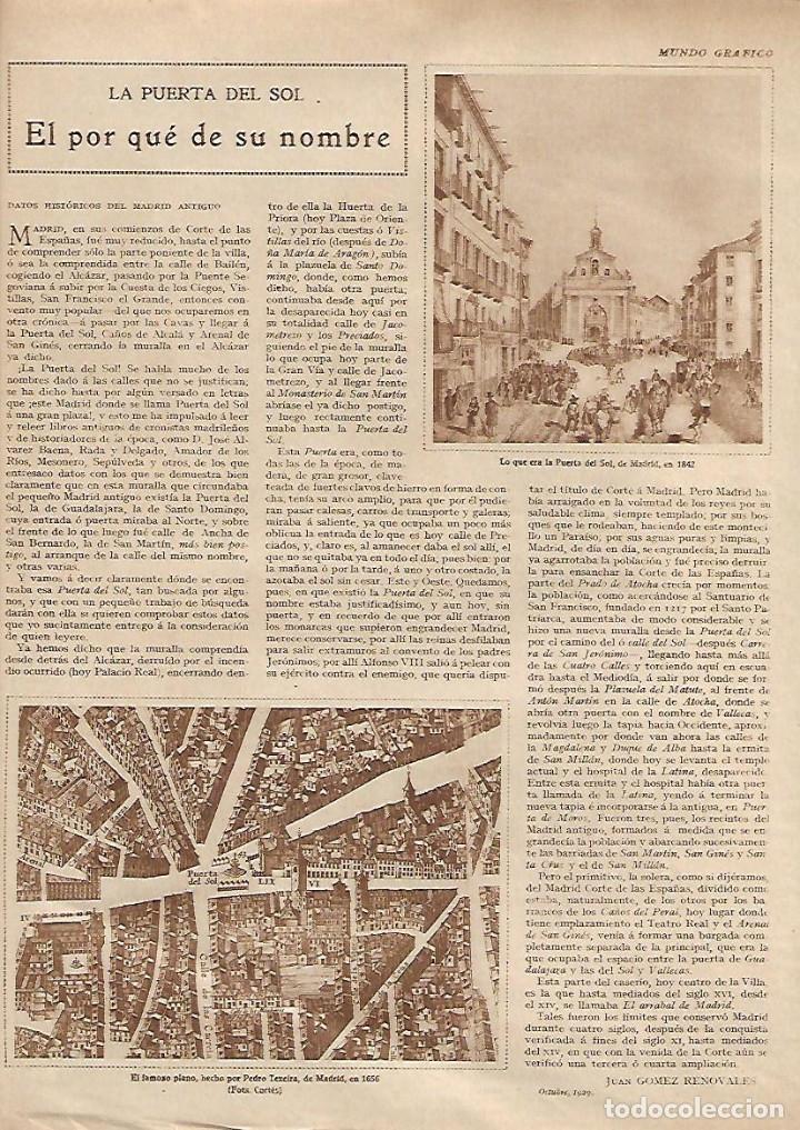 Collectionnisme: A&Ntilde;O 1929 RECORTE PRENSA MADRID ANTIGUO PUERTA DEL SOL EL PORQUE DE SU NOMBRE HIPOFOSFITOS SALUD
