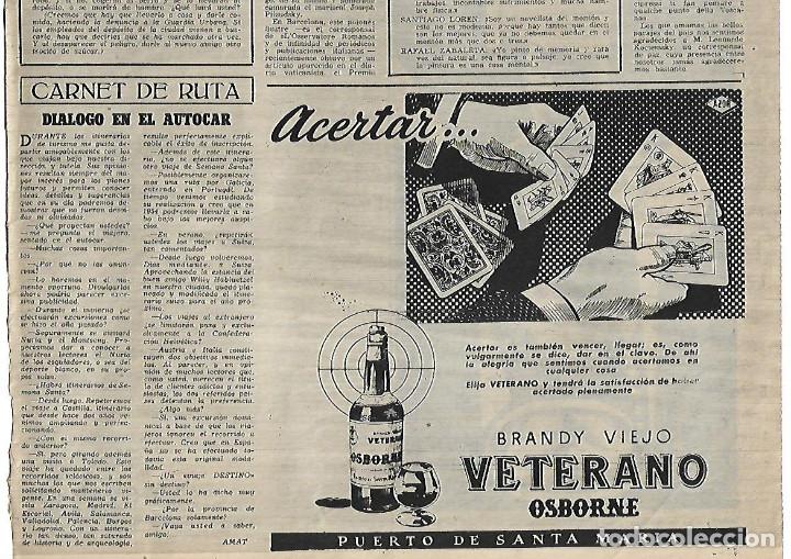 Coleccionismo: A&Ntilde;O 1953 RECORTE PRENSA PUBLICIDAD BEBIDAS BRANDY VIEJO VETERANO OSBORNE LICOR 43