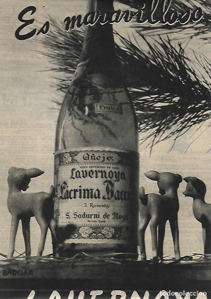 Collectionnisme: A&Ntilde;O 1953 RECORTE PRENSA PUBLICIDAD BEBIDAS CAVA LAVERNOYA LACRIMA BACCUS A&Ntilde;EJO RAVENTOS