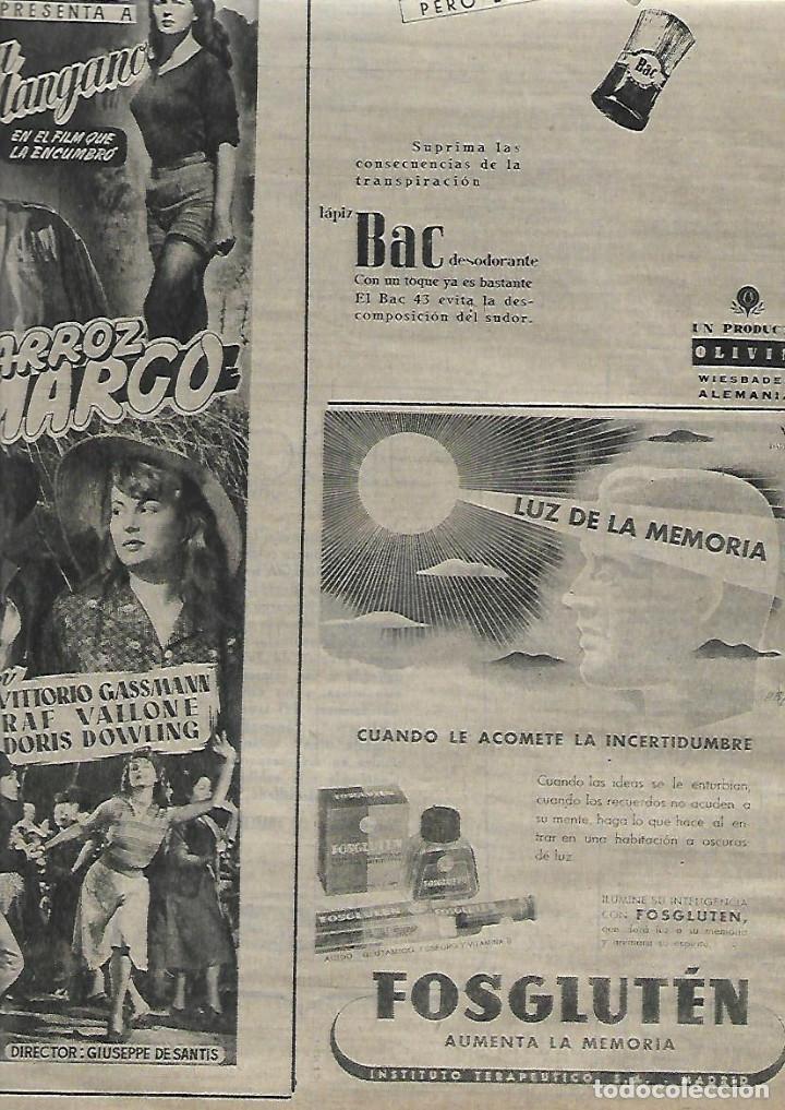 Collectionnisme: A&Ntilde;O 1953 RECORTE PRENSA PUBLICIDAD FOSGLUTEN MEMORIA LAPIZ DESODORANTE BAC