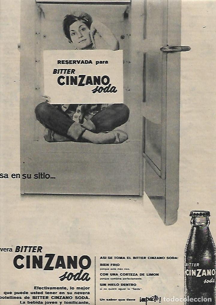 Collectionnisme: A&Ntilde;O 1960 RECORTE PRENSA PUBLICIDAD BEBIDAS BITTER CINZANO SODA REFRESCOS