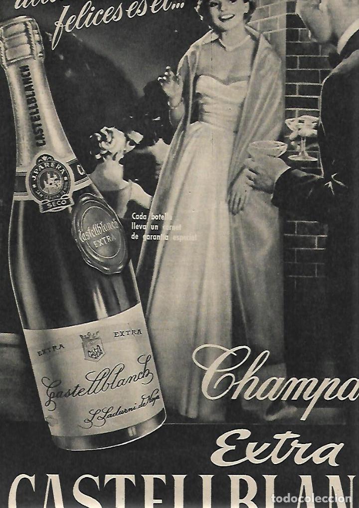Collectionnisme: A&Ntilde;O 1960 RECORTE PRENSA PUBLICIDAD BEBIDAS CAVA CHAMPA&Ntilde;A CASTELLBLANCH EXTRA