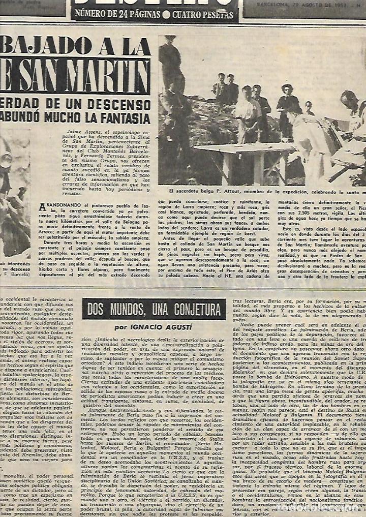 Collezionismo: A&Ntilde;O 1953 RECORTE PRENSA ESPELEOLOGIA DESCENSO A LA SIMA DE SAN MARTIN JAIME ASSENS CLUB MONTA&Ntilde;ES BCN