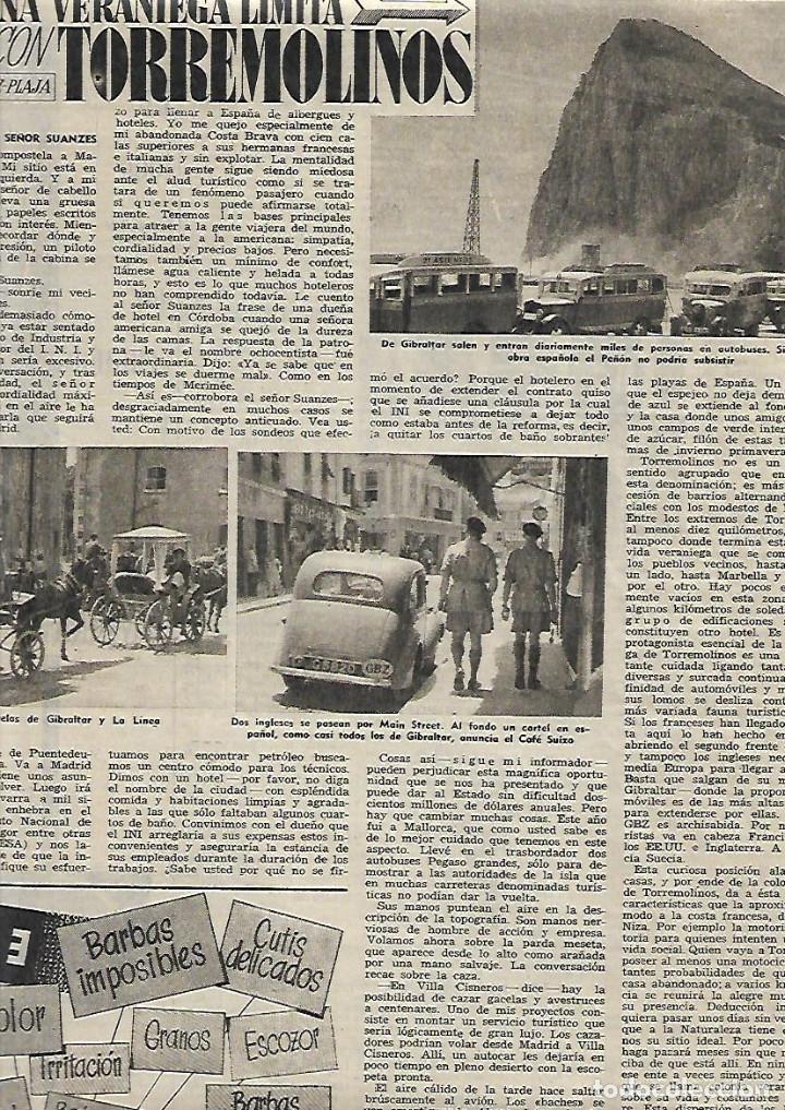Collectionnisme: A&Ntilde;O 1953 RECORTE PRENSA TURISMO VERANO TORREMOLINOS GIBRALTAR FUENGIROLA