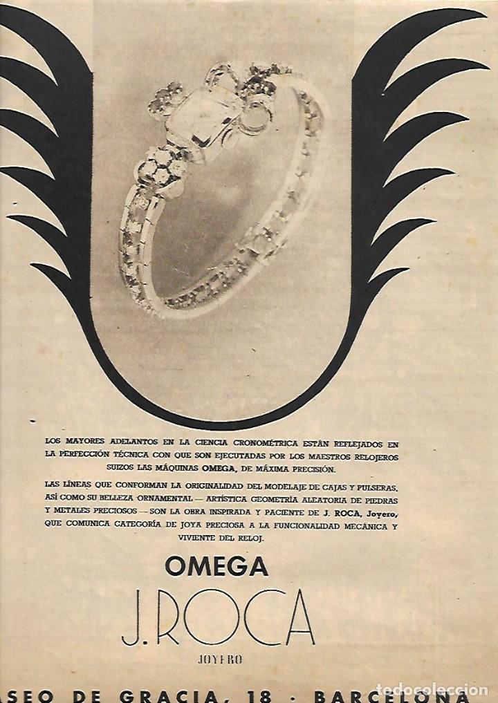 Collectionnisme: A&Ntilde;O 1952 RECORTE PRENSA PUBLICIDAD RELOJ OMEGA JOYERIA J ROCA BARCELONA