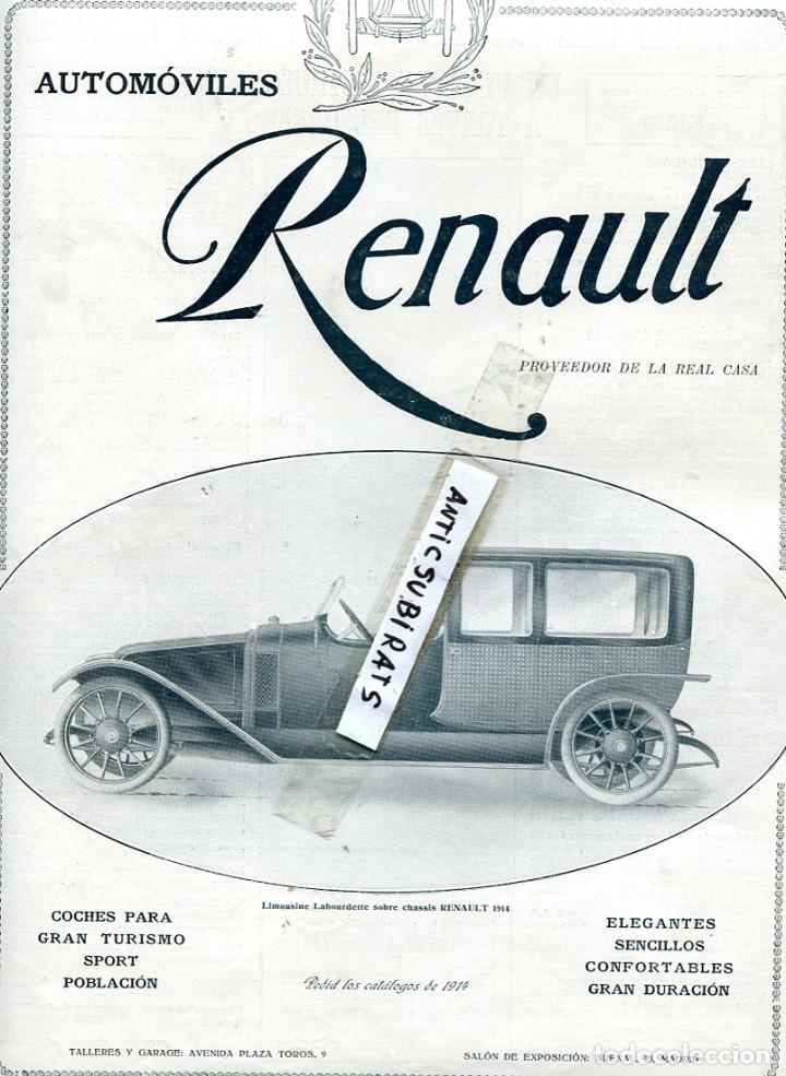 Coleccionismo: RECORTE DE PRENSA A&Ntilde;O 1914 RENAULT COCHE COCHES LIMOUSINE LABOURDETTE TALLERES ARENAL 23 MADRID