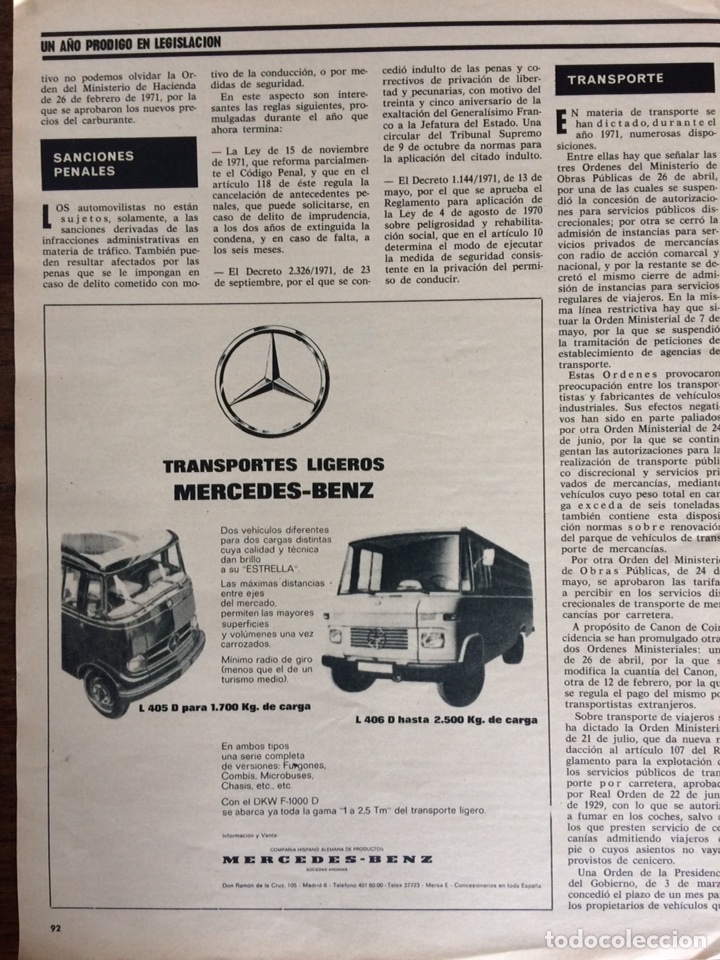 Sammeln: Publicidad furgoneta mercedes benz L 405 y L 406