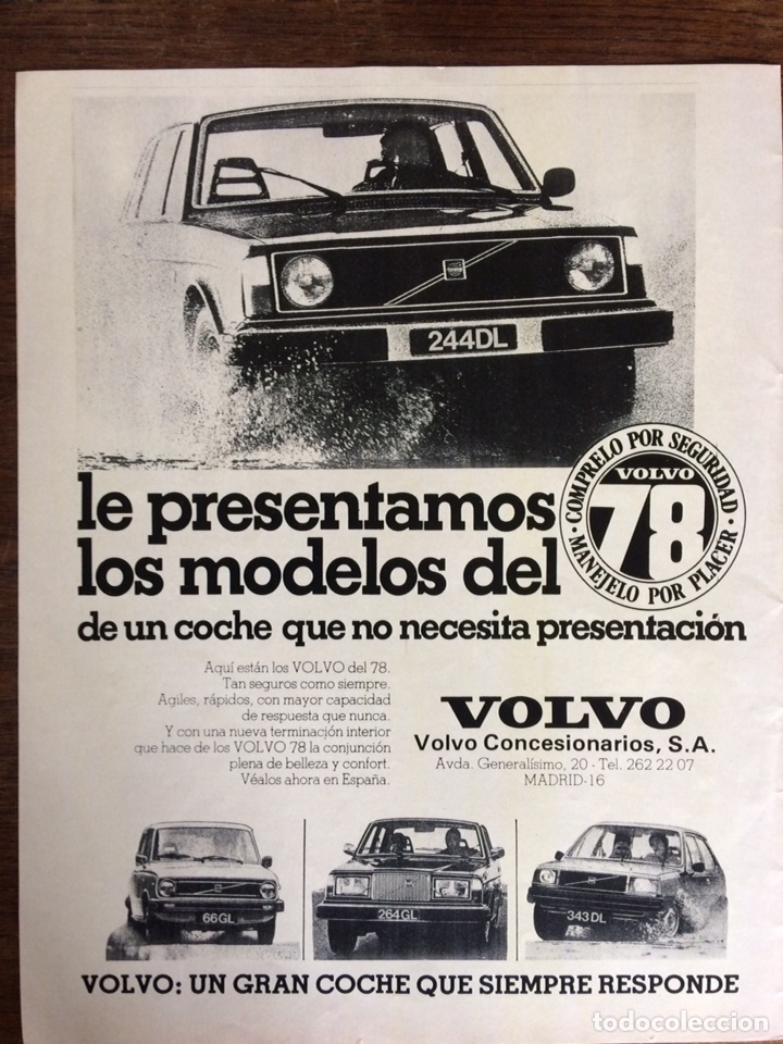 Sammeln: Publicidad autom&oacute;vil Volvo 244 DL