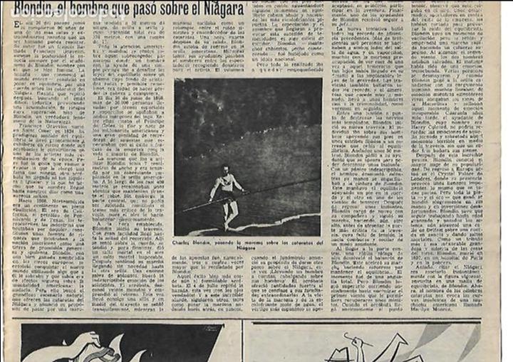 Collectionnisme: A&Ntilde;O 1955 RECORTE PRENSA CHARLES BLONDIN CATARATAS DEL NIAGARA FONAMBULISMO ACROBATA