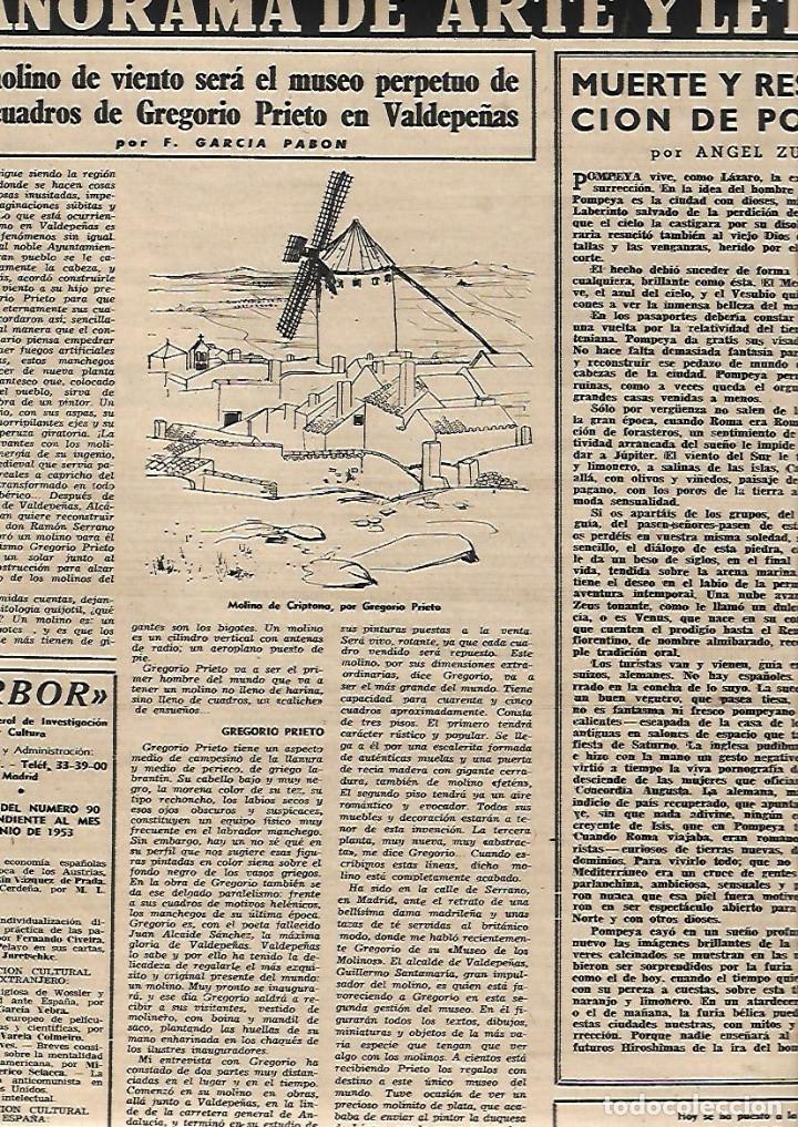 Collecting paper: A&Ntilde;O 1953 RECORTE PRENSA PINTURA GREGORIO PRIETO MOLINO DE VIENTO VALDEPE&Ntilde;AS CRIPTANA