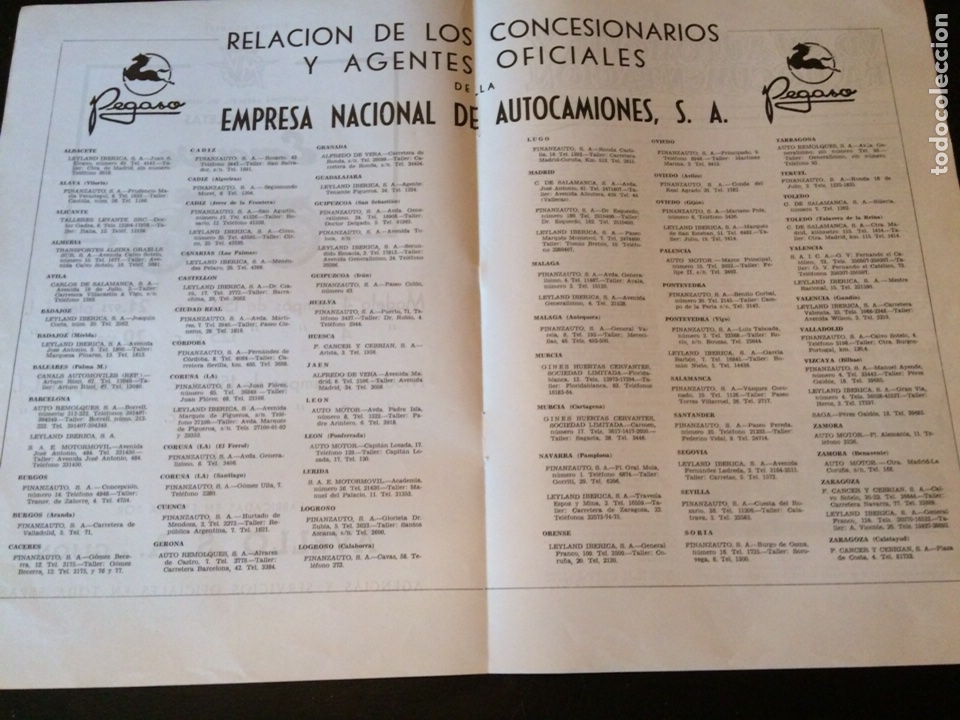 Sammeln: Publicidad cami&oacute;nes pegaso de 1960