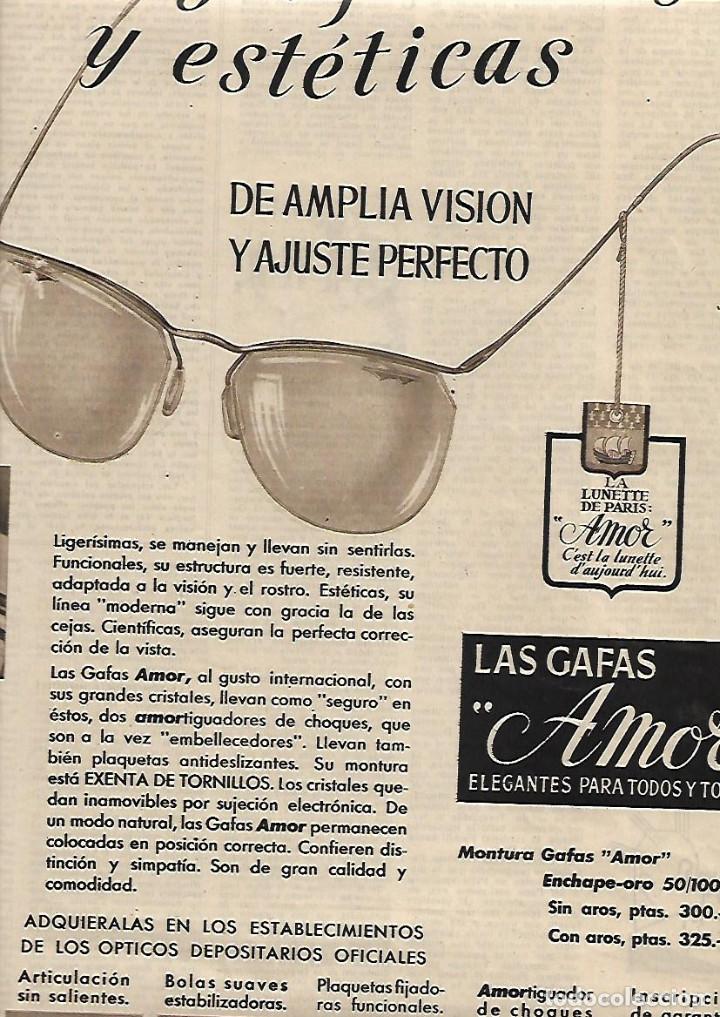 Collecting paper: A&Ntilde;O 1953 RECORTE PRENSA PUBLICIDAD GAFAS AMOR INDUSTRIA NACIONAL OPTICA