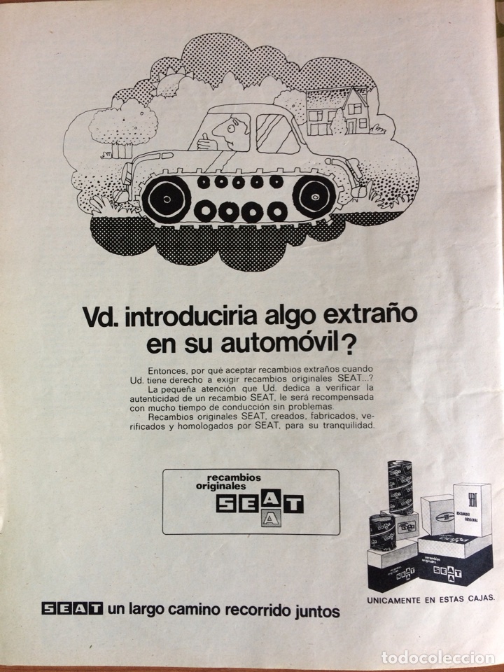 Collezionismo: Publicidad recambios originales autom&oacute;vil Seat de 1975