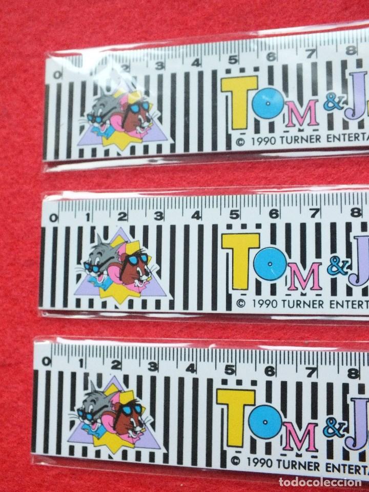 Coleccionismo: LOTE TRES REGLAS DIBUJOS ANIMADOS TOM & JERRY GATO  RAT&Oacute;N MATERIAL ESCOLAR SIN USO 15 CM