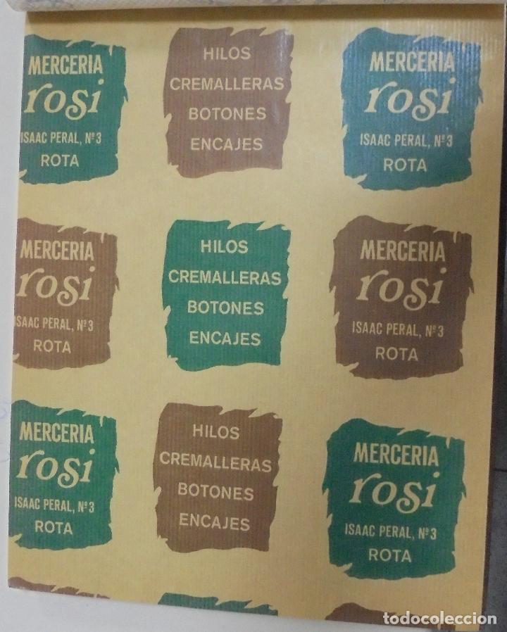 Collezionismo: PLIEGO DE PAPEL. MERCERIA ROSI. HILOS, CREMALLERAS, BOTONES. ROTA. 35 X 28CM