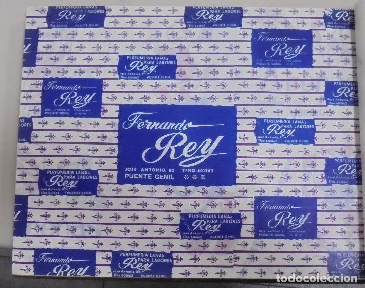 Collecting paper: PLIEGO DE PAPEL. PERFUMERIA, LANAS. FERNANDO REY. PUENTE GENIL. 35 X 28CM