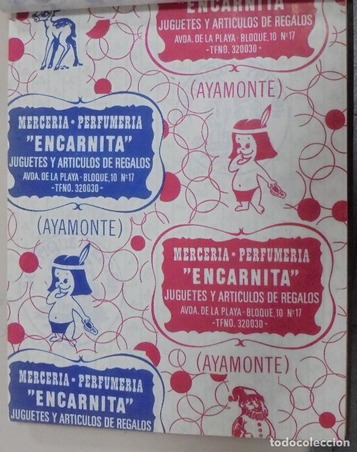 Collecting paper: PLIEGO DE PAPEL. MERCERIA, PERFUMERIA. ENCARNITA. AYAMONTE, HUELVA. 35 X 28CM