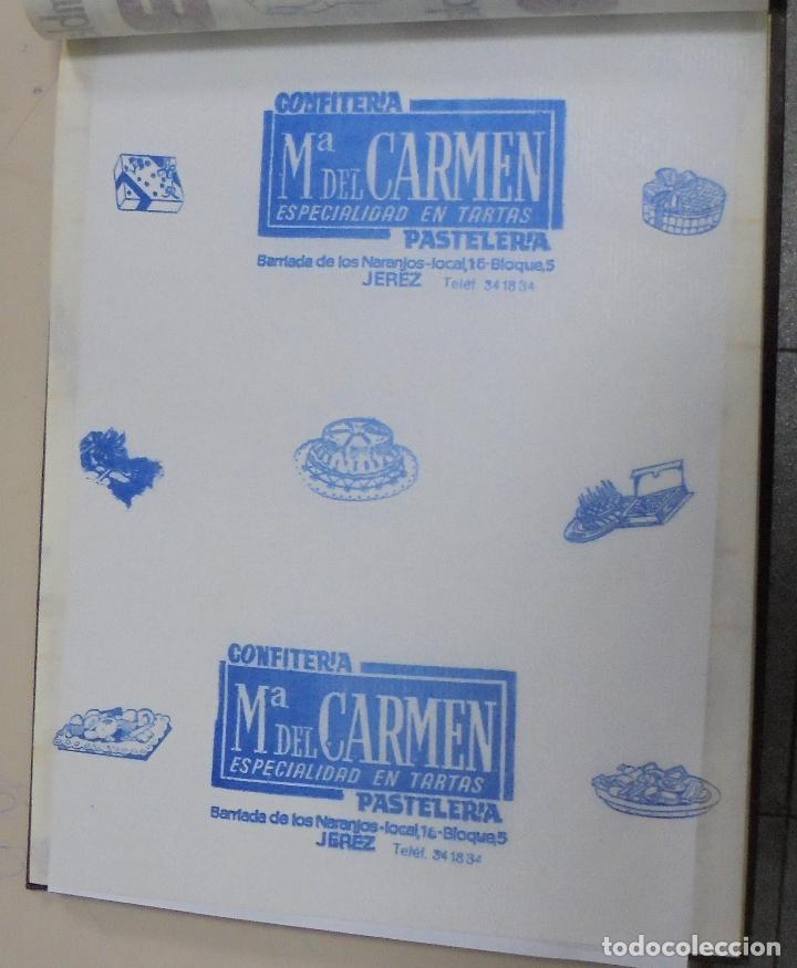 Collecting paper: PLIEGO DE PAPEL. CONFITERIA PASTELERIA M&ordf; DEL CARMEN. ESPECIALIDAD EN TARTAS. JEREZ .35 X 28CM