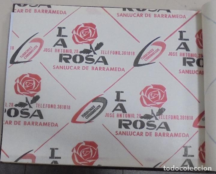 Sammelleidenschaft Papier: PLIEGO DE PAPEL. TURRONES, CARAMELOS. LA ROSA. SANLUCAR DE BARRAMEDA, CADIZ .35 X 28CM
