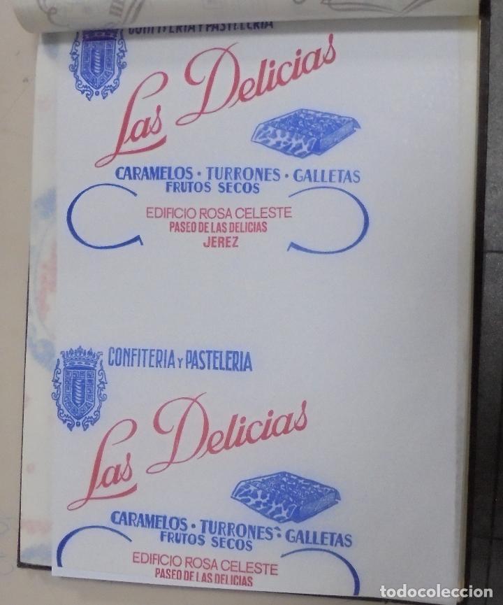 Sammelleidenschaft Papier: PLIEGO DE PAPEL. CONFITERIA Y PASTELERIA LAS DELICIAS. JEREZ, CADIZ. 35 X 28CM