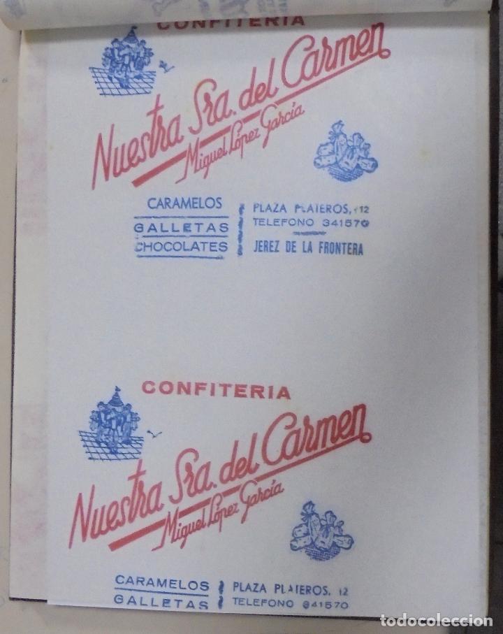 Sammelleidenschaft Papier: PLIEGO DE PAPEL. CONFITERIA. NUESTRA SRA. DEL CARMEN. MIGUEL LOPEZ GARCIA. JEREZ, CADIZ. 35 X 28CM