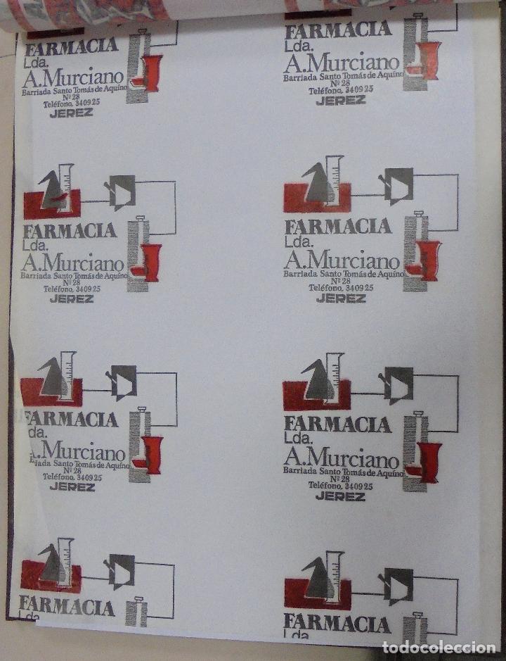 Coleccionismo: PLIEGO DE PAPEL. FARMACIA. LDA. A.MURCIANO. JEREZ, CADIZ. 35 X 28CM