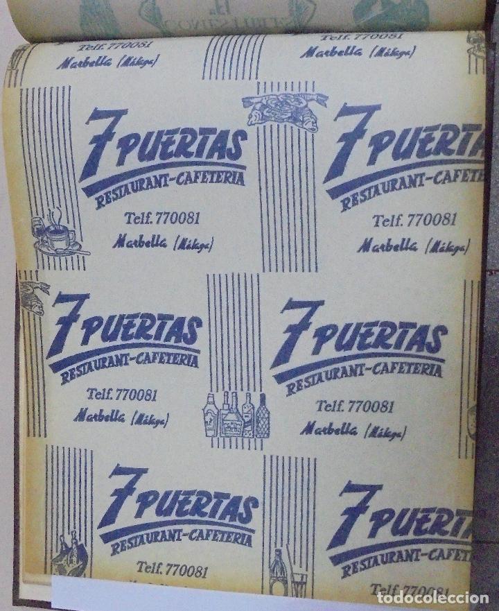 Collecting paper: PLIEGO DE PAPEL. RESTAURANT - CAFETERIA. 7 PUERTAS. MARBELLA, MALAGA. 35 X 28CM